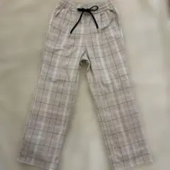 ピンクラテ　パンツ　160 ベージュ チェック柄 ロングパンツ