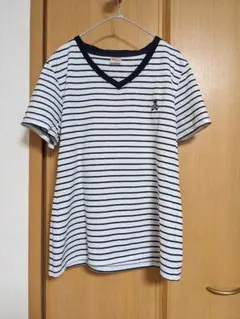 Wilson◆ウィルソン　VネックボーダーTシャツ／L〜LLのサムネイル