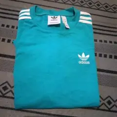adidas ターコイズ Tシャツ 3本ライン Mサイズ