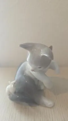 LLADRO 磁器人形 猫とネズミ 置物