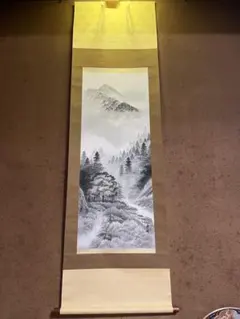 美品 掛け軸 矢野一甫作「水上青々翠」前大徳 共箱 茶掛け 夏掛け