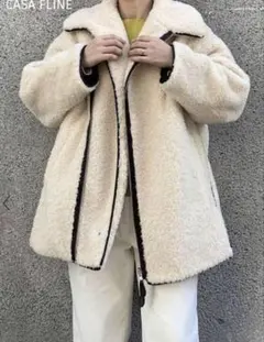 CASA FLINE ボアジャケットリバーシブル　アイボリー　ボアコート