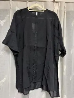 LUPILIEN レーヨン100% 刺繍ブラウス 半袖 ブラックのサムネイル
