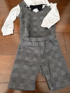 フォーマル チェック柄 90cm 蝶ネクタイ付き