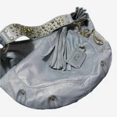 カル Cal ハンドバッグ ワンショルダー スタッズ レザー サックスブルー