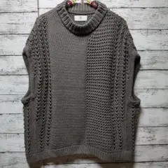 r.p.s　模様編み ニットベスト グレー系　Fサイズ　オーバーサイズ