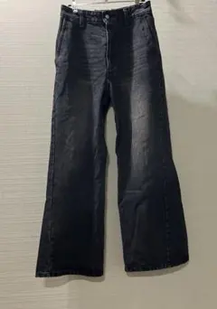 WYM LIDNM CURVED FLARE DENIM SLACKS M BKのサムネイル
