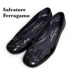 【美品】Ferragamo フェラガモ パンプス ガンチーニ　黒　22.5cm