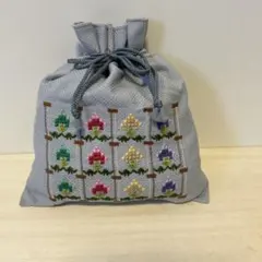 ハンドメイド　戸塚刺繍　巾着袋