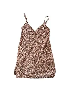 Y2K レオパード サテン キャミワンピース 豹柄 派手カワ 平成レトロ