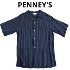 PENNEY'S 半袖シャツ ストライプ 開襟 オープンカラー レーヨンのサムネイル