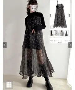 GRL　フラワー柄シアーキャミソールワンピース　dk1377