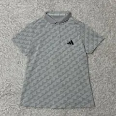 極美品　adidas 幾何学模様 ポロシャツ 総柄　ゴルフ　グレー　XL
