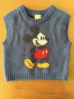 プティマイン　ミッキー　ニットベスト　70サイズ　ネイビー
