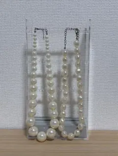 【美品】ホワイトパール風 ネックレス 2本セット レディース 婦人 小物 アクセ