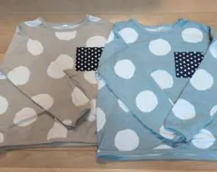 ドット柄長袖カットソー2枚セット