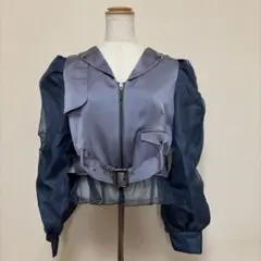 axes femme POETIQUE シアー袖ショートジャケット ブルー Mのサムネイル
