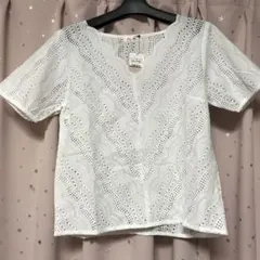 新品！バイバイ＊パンチングレース半袖カットソー＊ブラウス＊Mサイズ