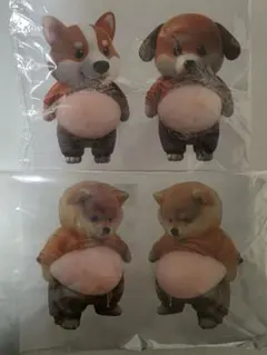 犬キャラクター ぷにぷにステッカー4枚セット