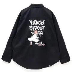 VISION STREET WEAR / ゴースト刺繍 ブラック 長袖シャツ L