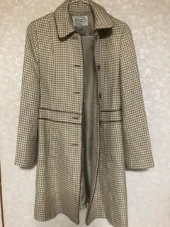 チェック柄ロングコート ベージュ・ブラウン