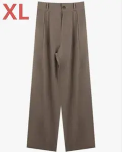 スラックス ストレート レッグパンツ カーキ ワイドパンツ オフィス XL