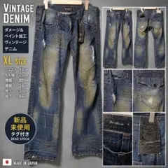 新品タグ付Root Three Styleダメージ加工 デニムパンツXL W86のサムネイル