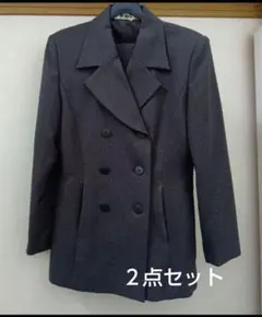 グレー ダブルブレスト テーラードジャケット＋タイトスカート　スーツ