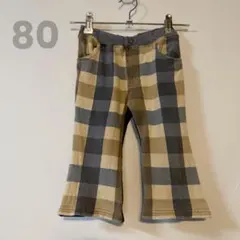 80 裏起毛 前後切替デザインチェック柄パンツ