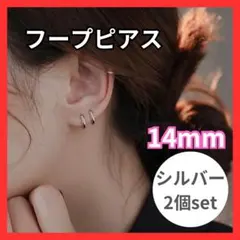 14㎜×2㎜ フープピアス ステンレス メンズ レディース シルバー 男女のサムネイル