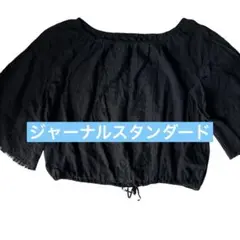 【ジャーナルスタンダード】ブラック 半袖ブラウス レースのサムネイル