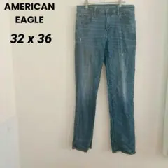 AMERICAN EAGLE 【32‪×36】ストレートデニム ダメージ