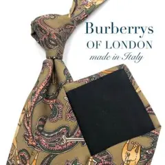 【美品】Burberrys バーバリー ネクタイ ホースロゴ ペイズリー 黄
