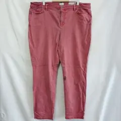 ★J.jill【18】ジェイジル スリムアンクルデニムパンツ ピンク大きいサイズ