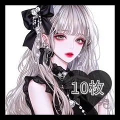 2 オリジナル作品 デザインシート ペーパー 人物 コラージュ 黒リボン 10枚