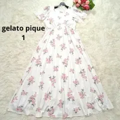 【美品】ジェラートピケ ローズ ロング ドレス ワンピース バラ 花柄 マキシのサムネイル