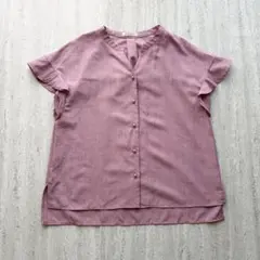ナチュラルクチュール natural couture麻調合繊フリル袖ブラウス