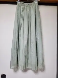GLACIER ロングフレアスカート ライトグリーングレー S