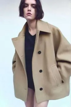 【美品】ZARA ショートウールブレンドコート