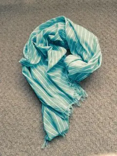 ミントグリーン　コムサイズム　 ストライプ コットンスカーフ