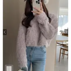 美品⭐️ フェザーショート丈ニットトップス[an1445] 即購入OK⭐️