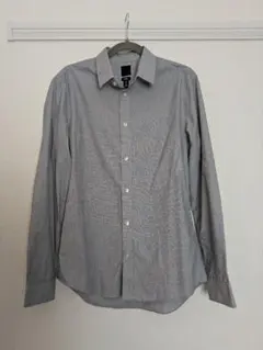 H&M　グレー ストライプ 長袖シャツ Mサイズ