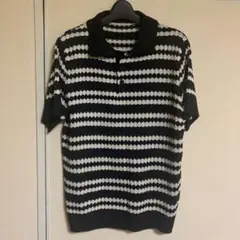 SHEIN ストライプ柄 ポロシャツ XS サマーセーター　　男女兼用のサムネイル