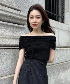 【未使用】anuans オフショルダースウェット anuans【オフショルダー】フォルムスウェットトップス【グレー