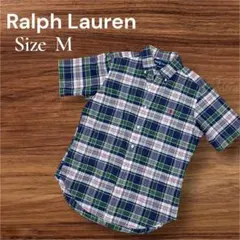 【美品】ラルフローレン 半袖チェックシャツ M 赤ポニー