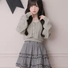 pium ハートボタンケーブルロングカーデ - メルカリ