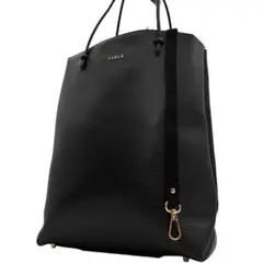 極美品　フルラ　ショルダーバッグ　トート　2way　レザー　黒　A4◎　肩掛け◎