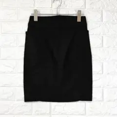 エモダ【M】黒 膝上スカート ストレッチ 春夏 カジュアル タイト