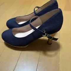 【最終価格】ネイビー ストラップ付きハイヒール