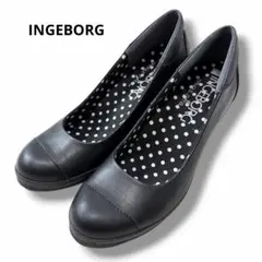 美品✨ INGEBORG レザーパンプス 黒 リボン24cm 2WAY 日本製のサムネイル